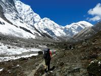 Icy mountain side while trekking towards Tashi Labsta - Parchemuche Tsho, Nepal